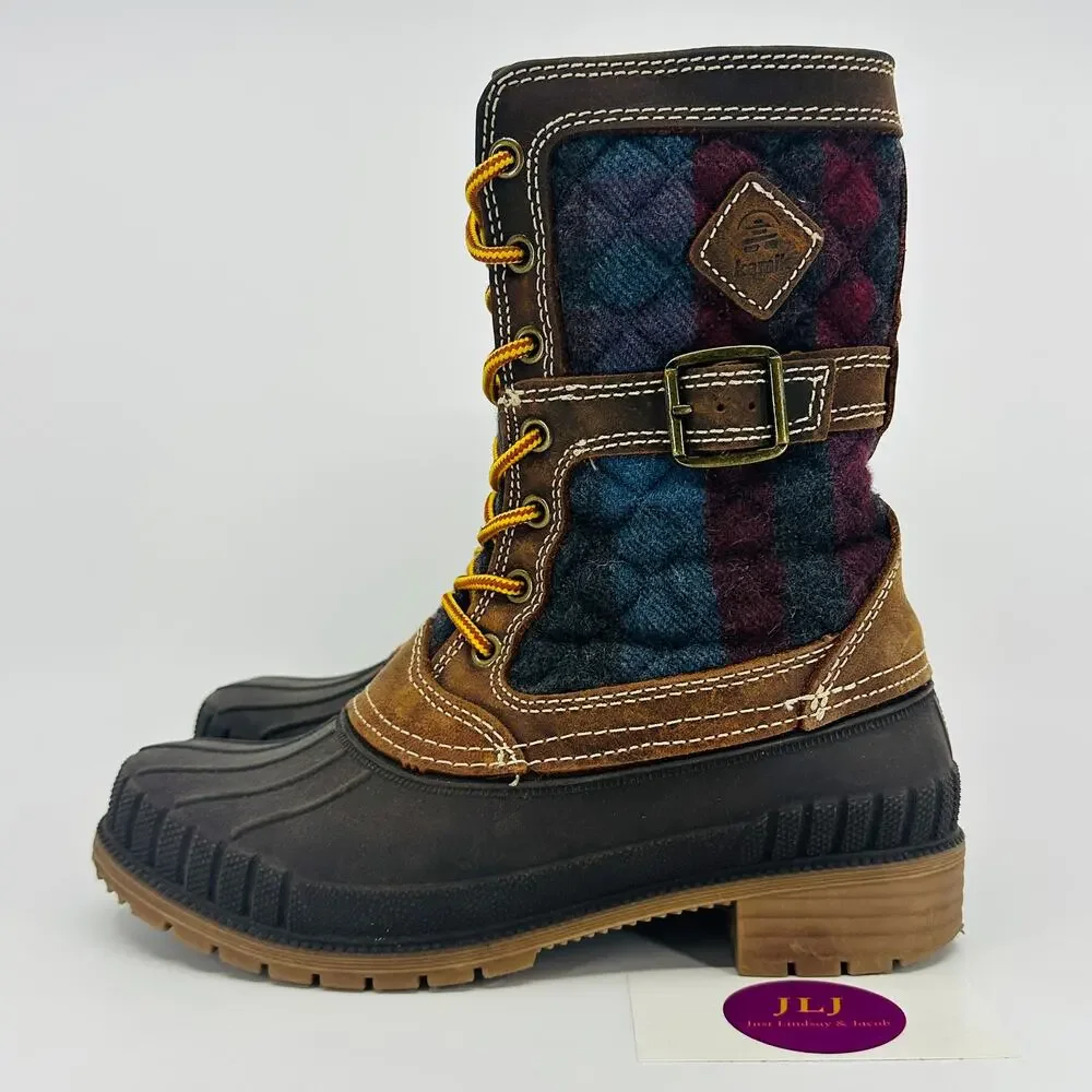 Kamik Women's Sienna Quilted Waterproof Flannel Winter Snow Duck Boots Size 7